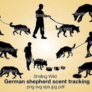Duitse herder svg en png hond geur tracking clipart svg vector grafische kunst digitaal ontwerp silhouet bundel png