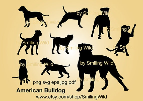Download American Bulldog Svg Dog Silhouette Cut File Cuttable Cricut Etsy