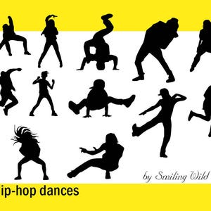 Hip-Hop-Tänze svg Clipart Sofort-Download schwarze Silhouette Tänzerin Vektorgrafik druckbare Breakdance Scrapbooking Subkultur Rap-Tänze