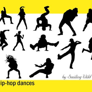 hip hop dances svg clipart instant download black silhouette dancer vector graphic printable break dance scrapbooking subculture rap dances image 1