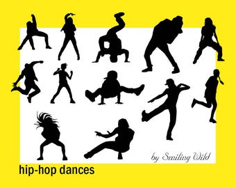 hip hop dances svg clipart  instant download black silhouette dancer vector graphic printable break dance scrapbooking subculture rap dances