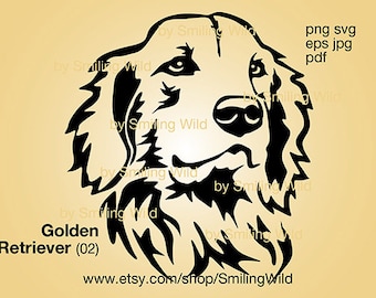 Golden Retriever svg png dog clipart - cricut portrait  laser file - cute dog clipart cut file laser cuttable head vector - dog craft art