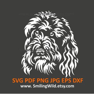Barbet SVG, PNG, DXF hond witte bestanden portret | realistische digitale hondenillustraties honden voor Cricut, SIlhouette, laser DIY Crafts