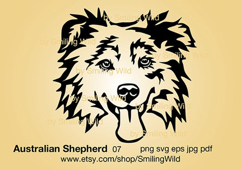 Aussie 07 svg cut file cricut Australian Shepherd smiling | Etsy