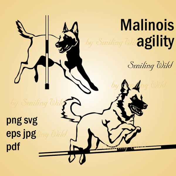 Malinois agility svg dog sport vector graphic art png clipart malinois jumping training cutout cuttable art digital design