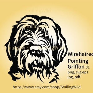 Wirehaired Pointing Griffon SVG: Dog Portrait Clipart Digital Cut File for Laser and Cricut