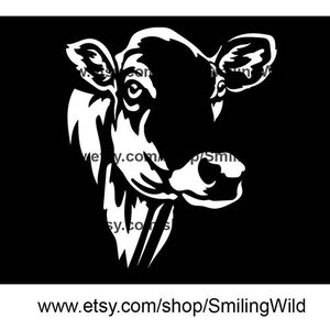 Jersey Cow Face Svg Clip Art Digital Portrait, Jersey Cattle Cuttable Vector Graphic, Cow Head ...