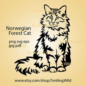 Chat des forêts norvégiennes svg clipart art graphique vectoriel Chat des forêts norvégiennes coupe fichier numérique design animal clipart svg
