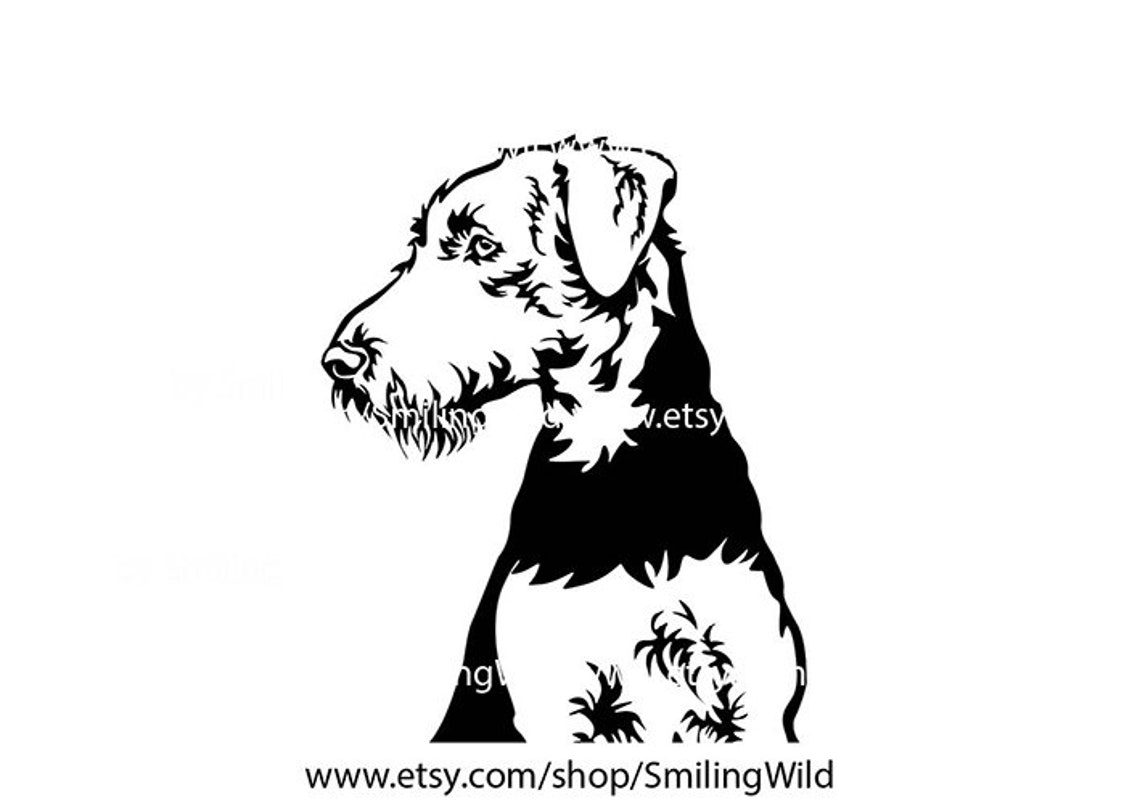Airedale Terrier Svg Clipart Dog Head Portrait Digital - Etsy