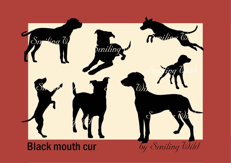 Black Mouth Cur Svg Silhouette Cut Out File Clipart Dog - Etsy