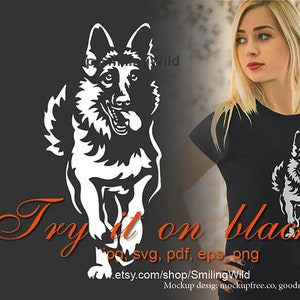 Laufender Deutscher Schäferhund Hund svg ClipArt schneidbare weiße Vektor Grafik Kunst, Deutscher Schäferhund geschnitten Datei Cricut digitales Design