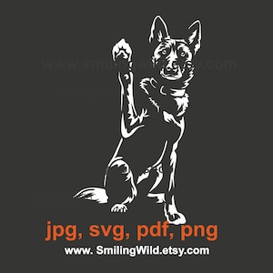 Pastore olandese seduto svg, cane che mostra la zampa clip art