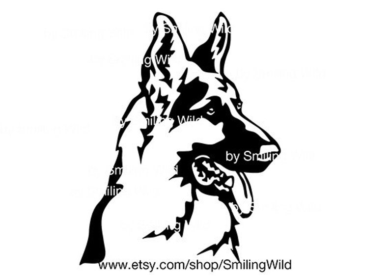 German Shepherd Portrait Head Svg Cut File Dog Clipart Vector | Etsy