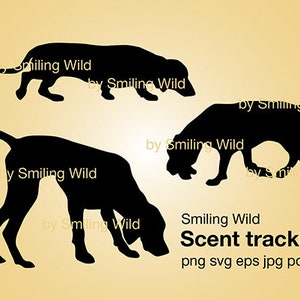 hond geur tracking svg clipart gsp bloedhond vector grafische kunst teckel snuiven silhouet design kunst artwork afbeelding afdrukbare