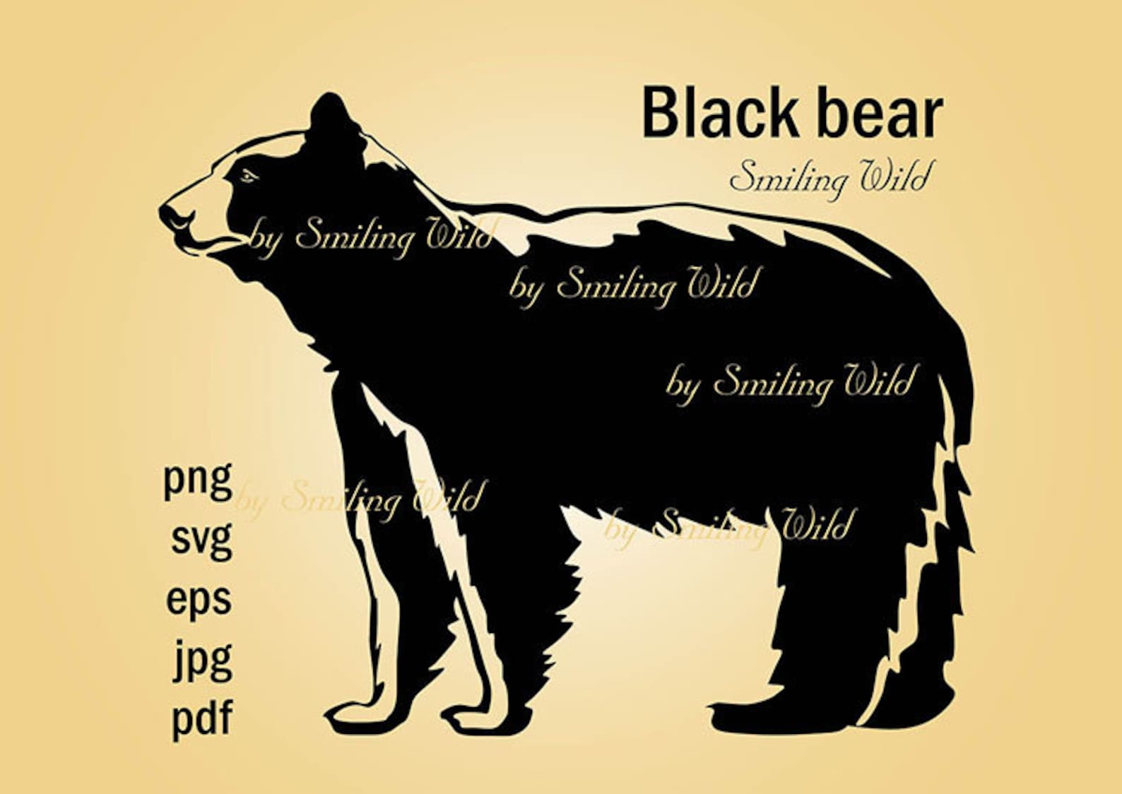 Black Bear Clipart Svg Vector Graphic Art Black Bear Png - Etsy