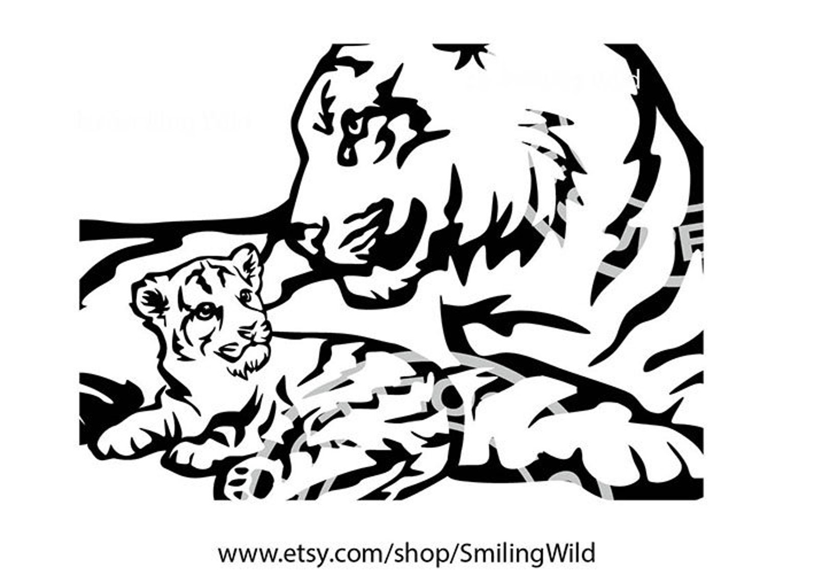 Tiger 09 Mom Svg Vector Graphic Art Tiger Cub Family Clipart - Etsy