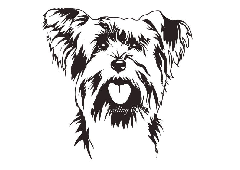 Yorkie Art Svg Yorkshire Terrier Peeking Dog Portrait Design | Etsy