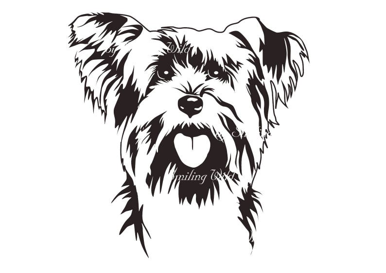 Download Yorkie art svg yorkshire terrier peeking dog portrait design | Etsy