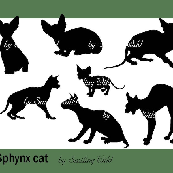 sphynx cat svg silhouette cut file cuttable clipart vector graphic cat art cats instant download cat image digital sphynx katze