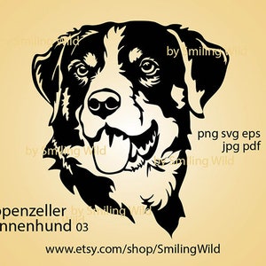 Appenzeller Sennenhund svg digitales Design Appenzeller Sennenhund Vektor Grafik geschnitten Datei schneidbare Cricut Portrait