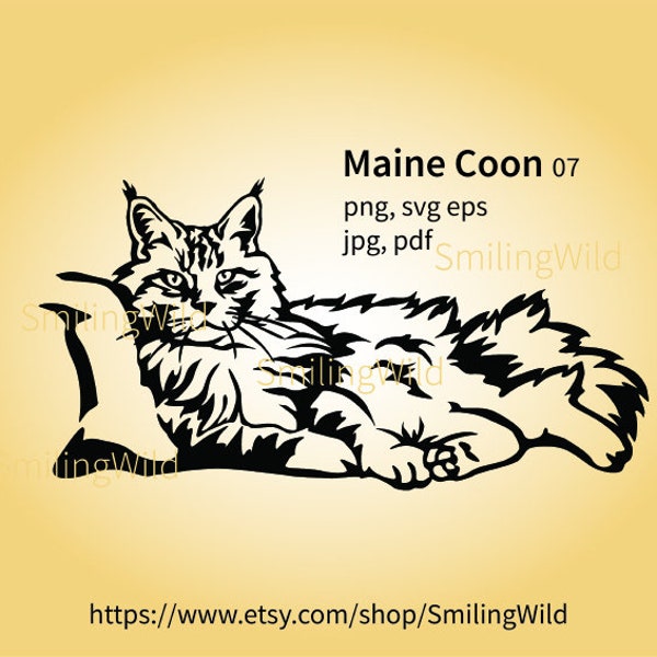 Maine Coon Cat head svg portrait, Cute cat vector face profile Maine Coon laser cut logo file cuttable cricut digital design