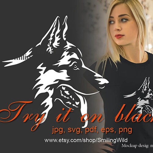 Black German Shepherd White Cut File Svg Vector Graphic Art Etsy Uk