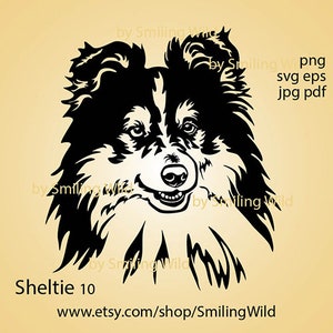 Dog Head Svg Sheltie Vector Graphic Art Shetland Sheepdog Cut - Etsy