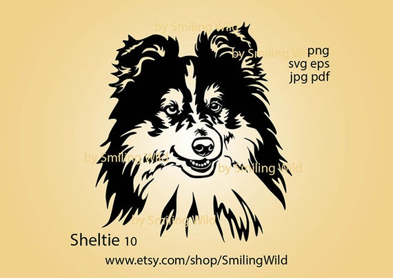Dog head svg Sheltie vector graphic art Shetland Sheepdog cut | Etsy