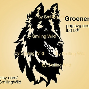 Groenendaeler svg hond gesneden bestand Graveerbare Belgische herder Groenendaeler clipart vectorafbeelding digitaal ontwerp portret hoofd