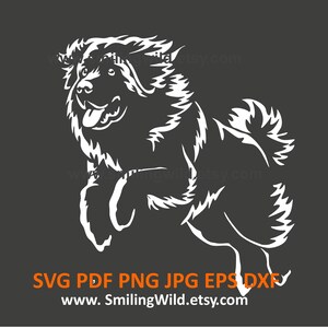 Lopende Leonberger SVG, PNG, DXF – Realistische hond witte hond vector clipart ontwerp - Cricut & lasersnijprojecten - Instant Download