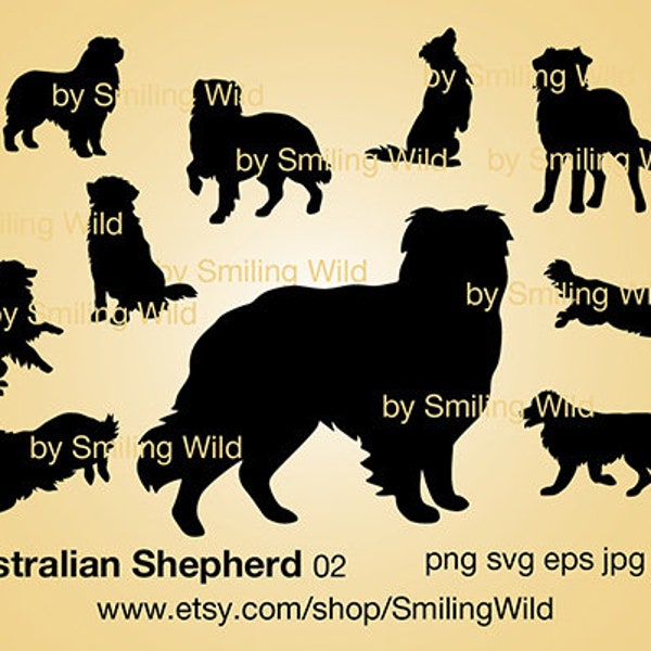 Berger australien (02) svg silhouette Aussie clipart coupe fichier couper cricut vecteur art graphique course chien agilité svg design numérique