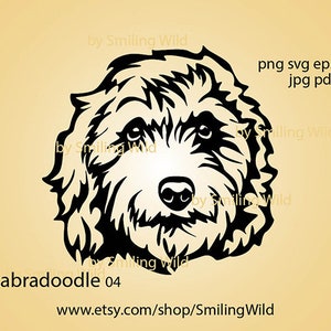 Arte gráfico vectorial en formato svg de cara de labradoodle Archivo de corte de labradoodle Arte de logotipo recortable Diseño láser digital de labradoodle