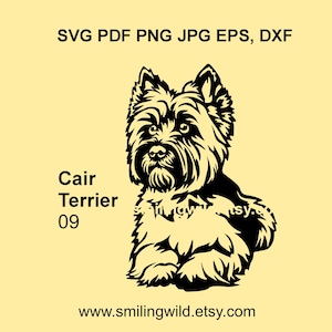 Cairn Terrier SVG PNG DXF – Cute Lying Dog Clipart, Detailed Vector Graphic for Cricut & Laser Cutting, Black and White files