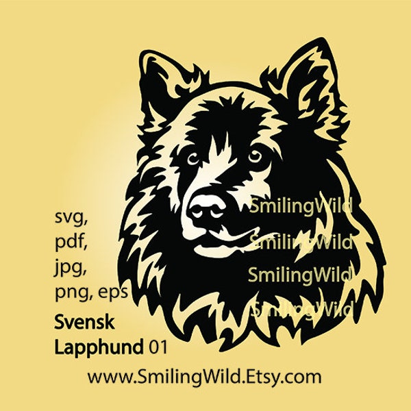 Svensk lapphund svg vector graphic clip art design, Swedish Lapphund cuttable digtital file