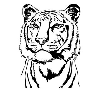 Tiger Portrait Svg Art Silhouette Vector Graphic Clipart Tiger - Etsy