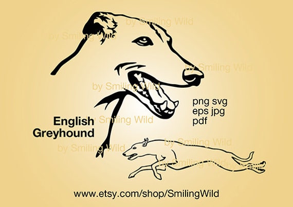 English Greyhound Svg Cut File Vector Graphic Art Running Dog Etsy