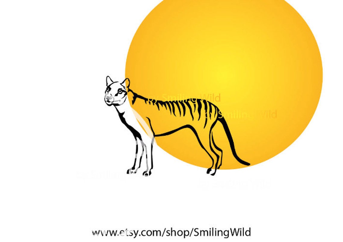 Tasmanian Tiger Svg Clip Art Australian Animal Vector Graphic - Etsy