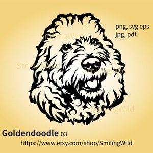 Illustrazione in formato SVG della razza del cane Goldendoodle, grafica vettoriale groodle tagliabile, clip art file di taglio Goldendoodle, progettazione digitale groodle