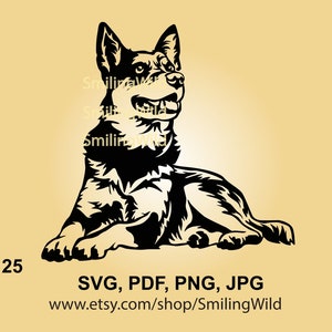 Australian Cattle Dog svg vettore grafico arte ritratto Blue Heeler file tagliato al laser cricut tagliabile cattle dog opera d'arte digitale