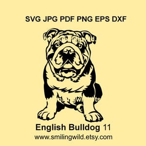 Zittende Engelse Bulldog clipart SVG PNG DXF – Cute Dog Graphic - Realistisch Canine vectorbestand, DIY Cricut, Lasersnijden, download
