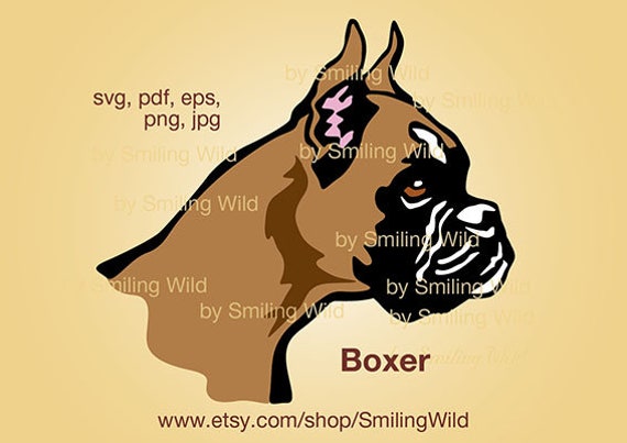 Boxer Dog Portrait Svg Vector Graphic Art Artwork Boxer Dog Etsy