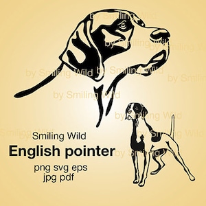 Pointer inglese svg cane clipart file di taglio grafica vettoriale arte grafica testa pointer inglese design digitale per cricut