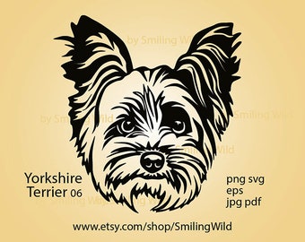 Yorkie svg portrait  Yorkshire Terrier vector graphic art cute dog clipart cuttable laser cut file cricut yorkie digital design