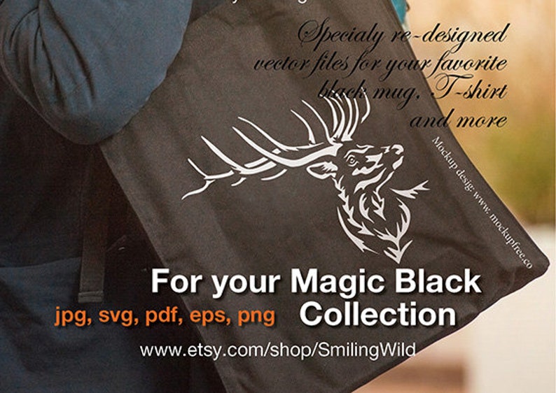 Elk Wapiti svg deer clipart vector graphic art artwork elk stag svg cut file cuttable digital design white print on black