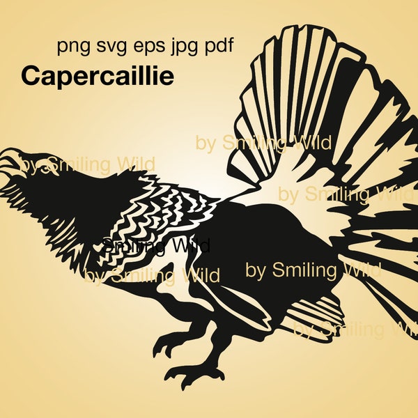 Capercaillie svg bird clipart vector graphic art decorative birds cut file Capercaillie cuttable black groose svg design digital