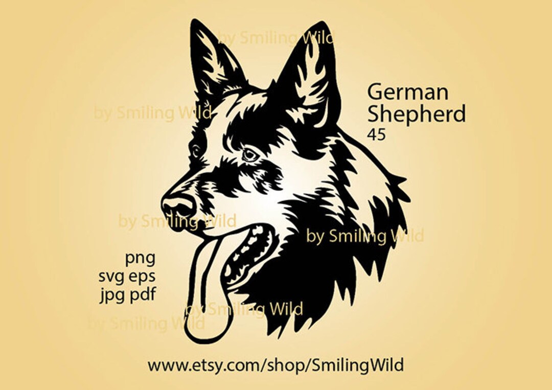 Black German Shepherd Svg Logo Art Clipart Dog Head Portrait - Etsy