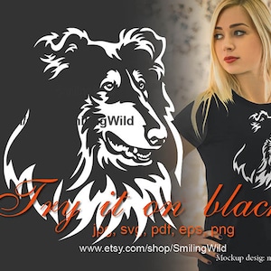 Collie Rough svg dog vector graphic cuttable file, Collie digital clip art design portrait