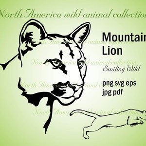 Mountain lion svg cougar art vector graphic puma clipart mountain lion png design artwork cut file cuttable