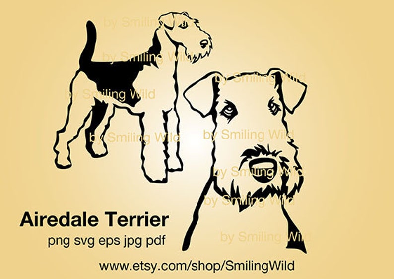 Airedale Terrier Svg Dog Clipart Vector Grpahic Art Artwork | Etsy