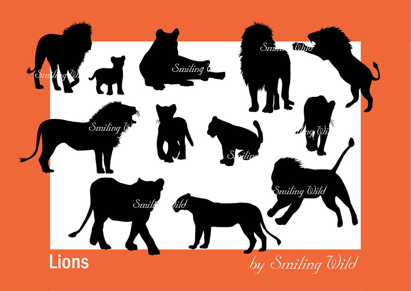 Download lion silhouette clipart family svg savannah lion cub art ...
